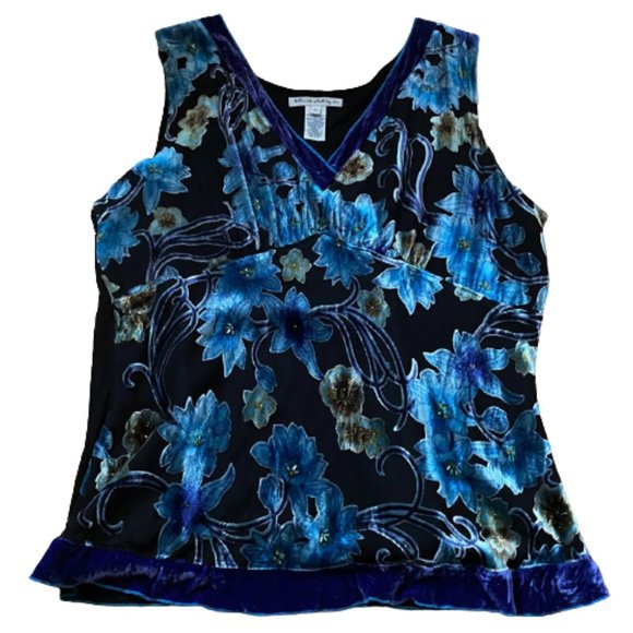 Telluride Clothing Co. Burnt velvet jewel coloured silk blend tank tunic top - Picture 7 of 16